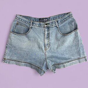 vintage 90s blue preppy essential basic jean high waisted shorts